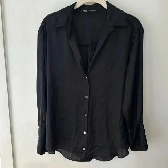Zara Tops - Zara Satin Button Down Blouse Size XS